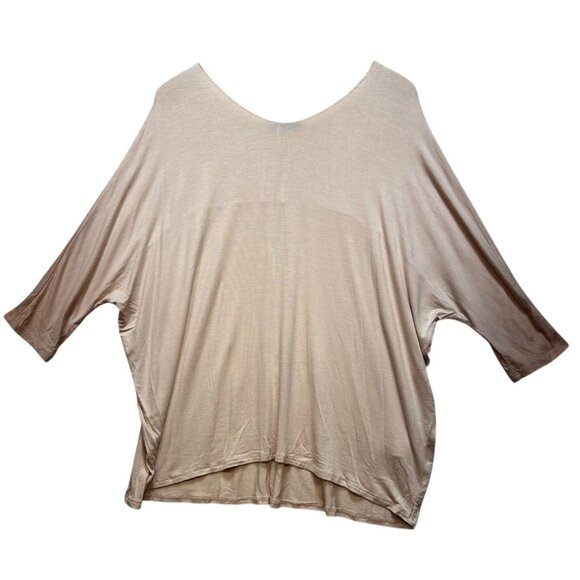 Shop Basic USA Womens Dolman Sleeve Round Neck Rayon Blouse Size L Beige Stretch - Picture 1 of 12